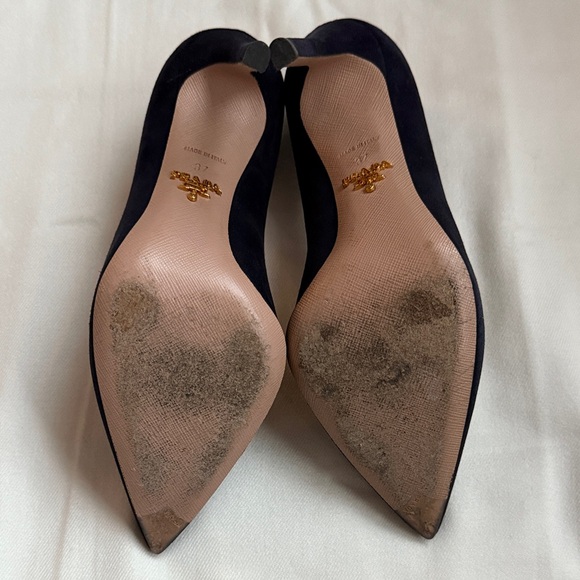 Prada Women's Dark Blue Suede Heels - Picture 11 of 16